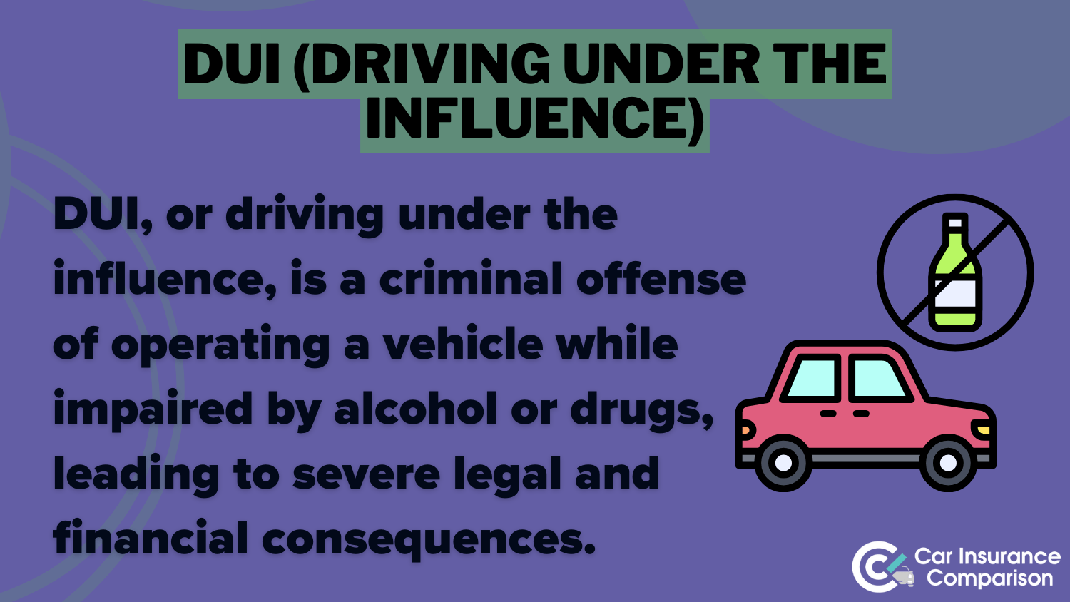 DUI Definition card: Best Life Insurance After a DUI