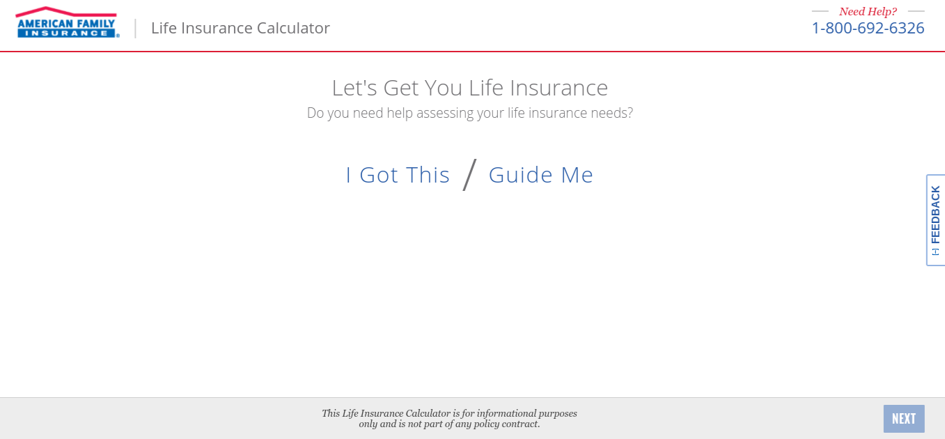 Home Page for American Family Life Insurance Calculator