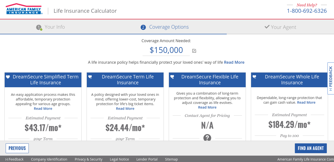 Life Insurance Quote Screen - American Family