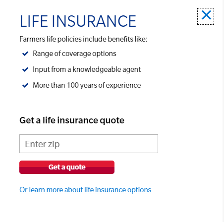 Farmers website life insurance quote tool
