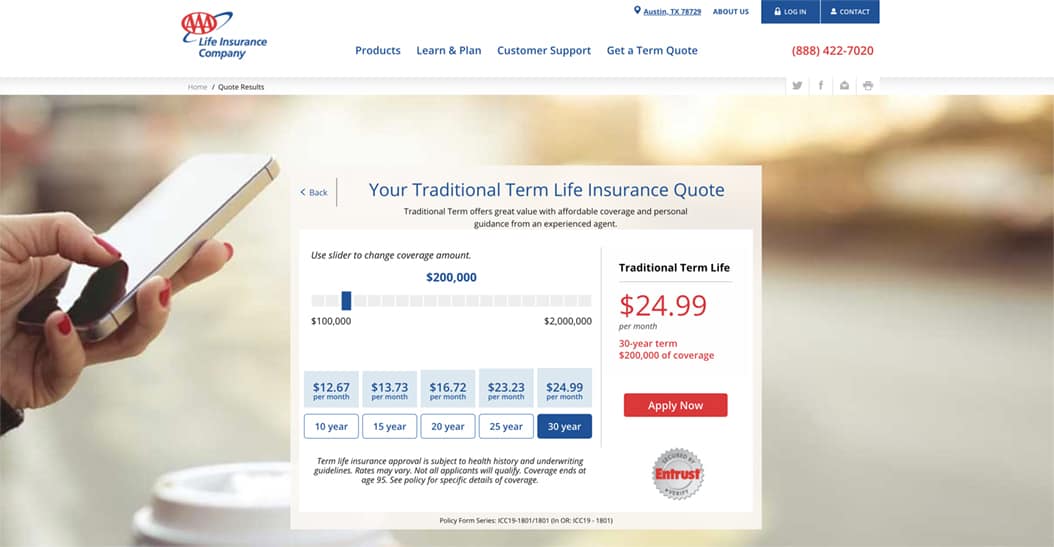 AAA Life Insurance Traditional Term Life Quote