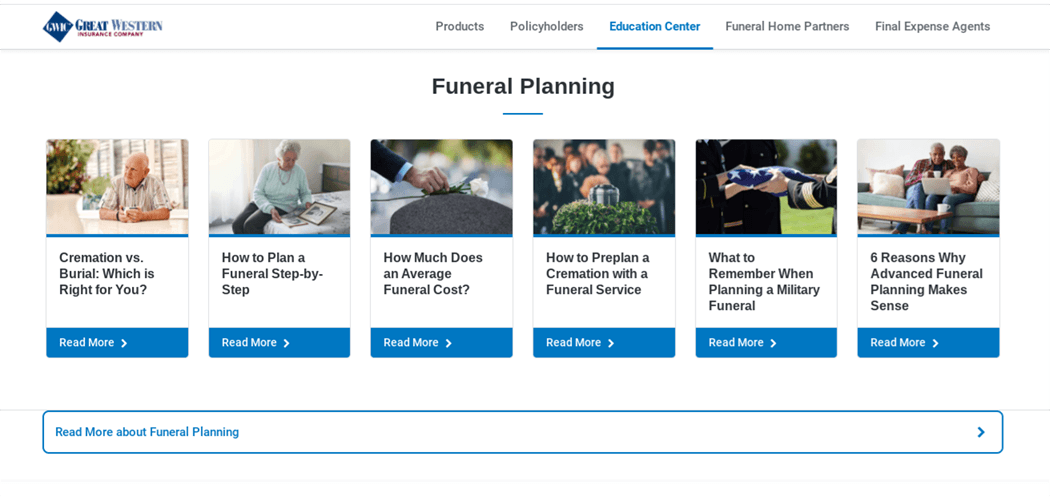 Great Western Life Insurance Website Programs - Funeral Planning
