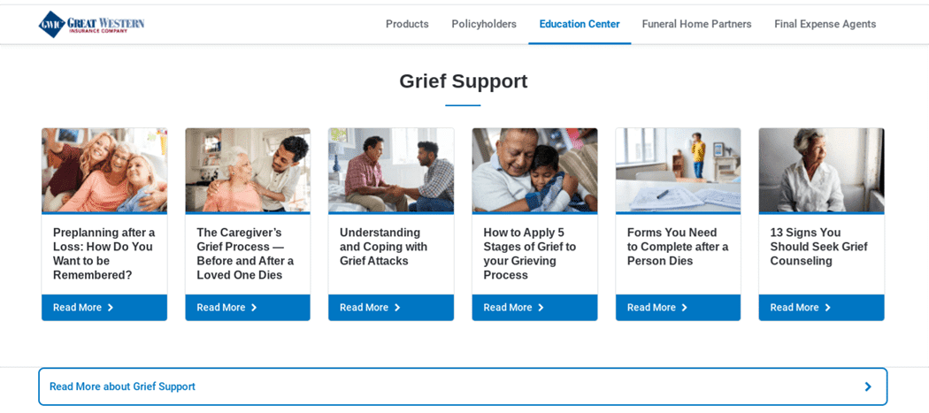 Great Western Life Insurance Website Programs - Grief Support 
